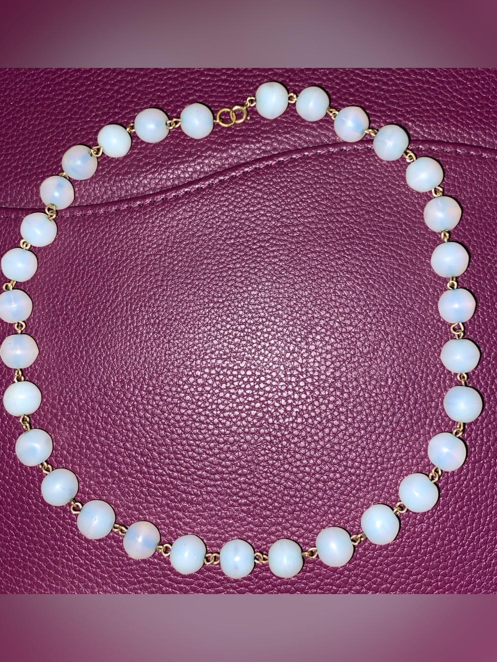Vintage white with light blue tint pearl necklace choker.
